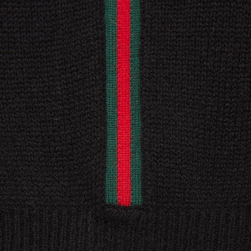 Cashmere sweater with Web intarsia - black