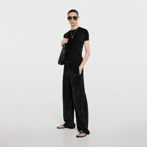 GG stretch velvet devoré T-shirt - black