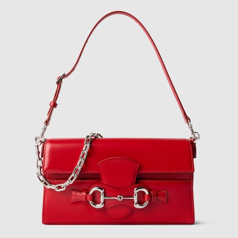 Horsebit Ristretto medium shoulder bag - red leather