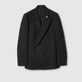 Double-breasted GG wool jacket - black