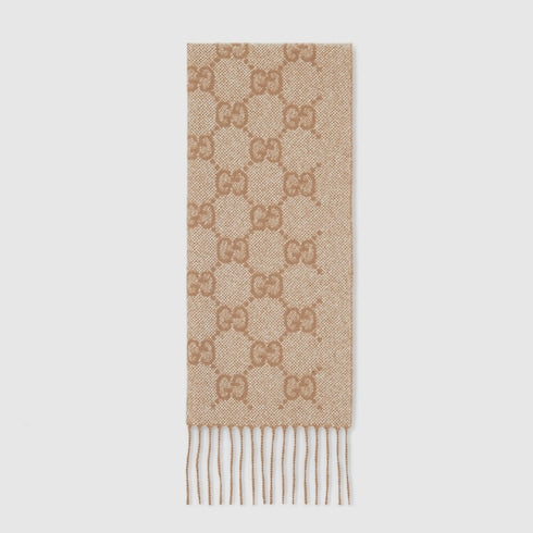 GG cashmere lamé scarf - white and beige