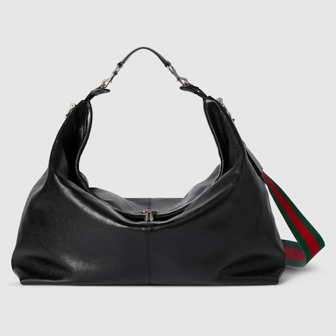 Brera large crossbody bag - black leather