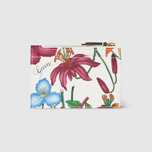 GG Marmont zip key pouch - white silk twill