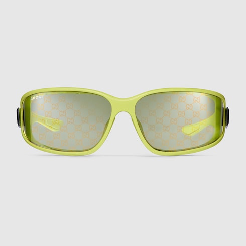 Rectangular frame sunglasses - acid green