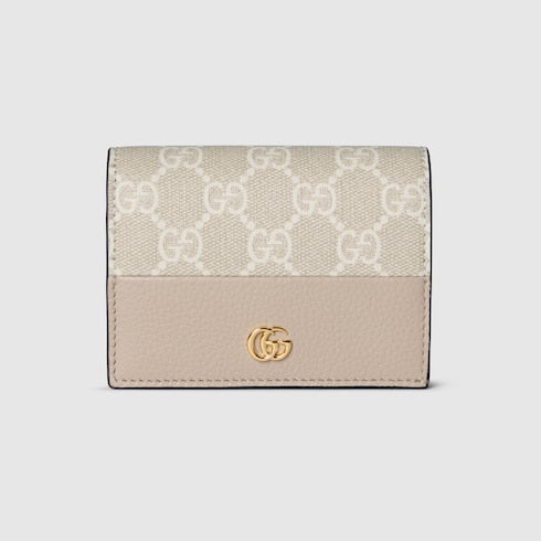 Bi-color GG Marmont small wallet - beige and white GG Supreme
