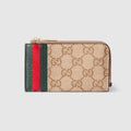 Card case with multicolor slots - sand and brown GG coated canvas