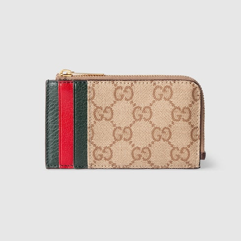 Card case with multicolor slots - sand and brown GG coated canvas