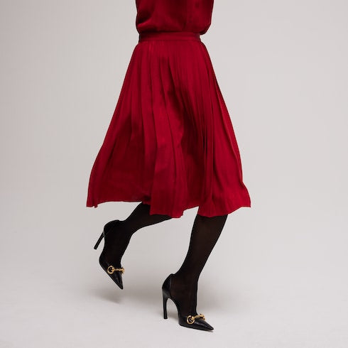 Interlocking G chain silk jacquard midi skirt - red