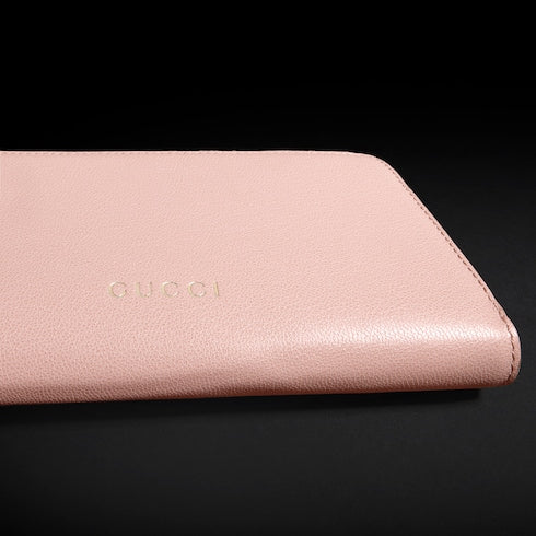 Zip around wallet with Gucci lettering - light pink leather