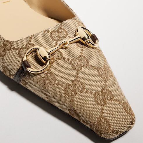 Women's Vittoria ballerina - sand and brown GG canvas