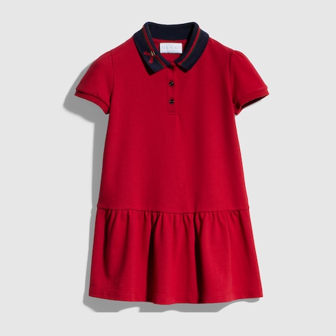 Children's cotton polo dress - red