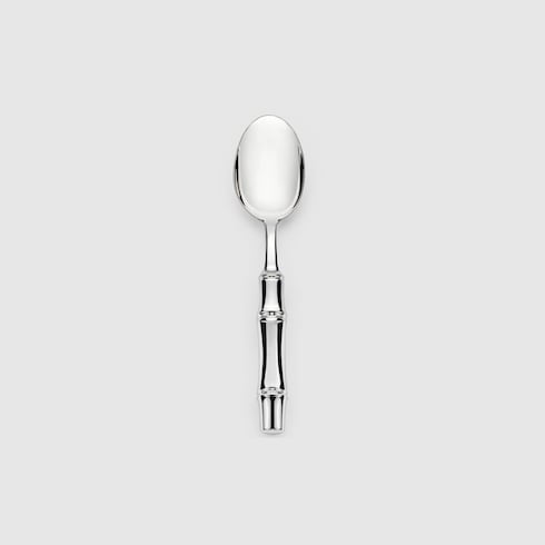 Coffee spoons with bamboo motif, set of two - silver-plated brass