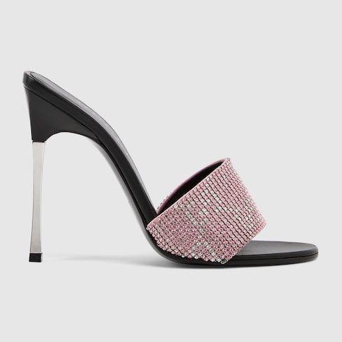Women's crystal Bombshell slide sandal - light pink GG crystal