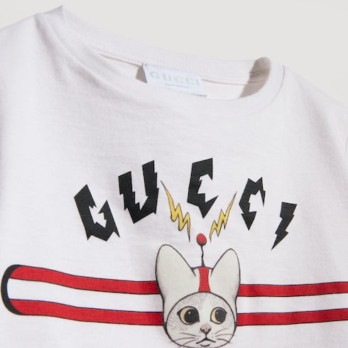 Children's cotton T-shirt with print - white