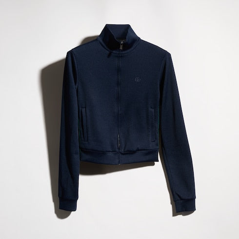 zip sweatshirt with Web - Rib cotton jersey