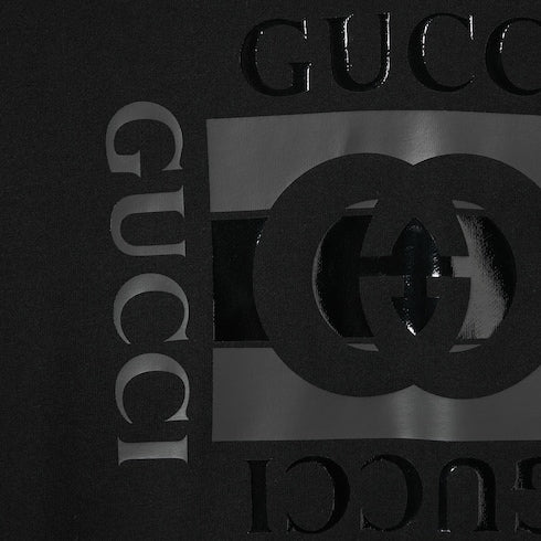 Cotton jersey sweatshirt with print - black