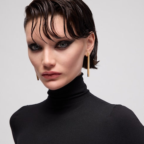 Long bar earrings - gold-toned brass