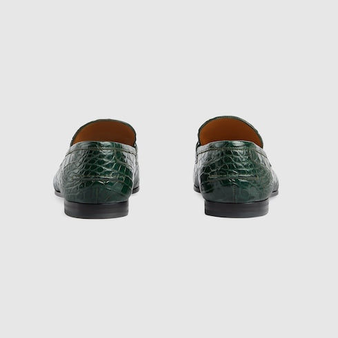 Men's Gucci Jordaan crocodile loafer - green