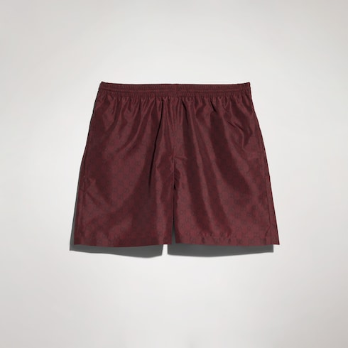 Printed polyester poplin swim shorts - bordeaux