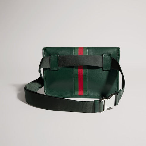 Web Trademark small belt bag - dark green leather