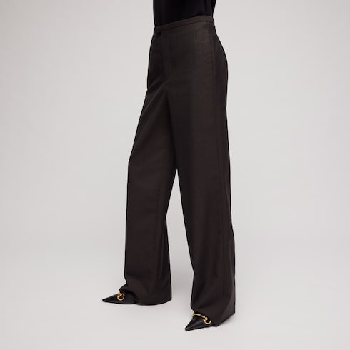 Pinstripe wool mohair pants - dark brown