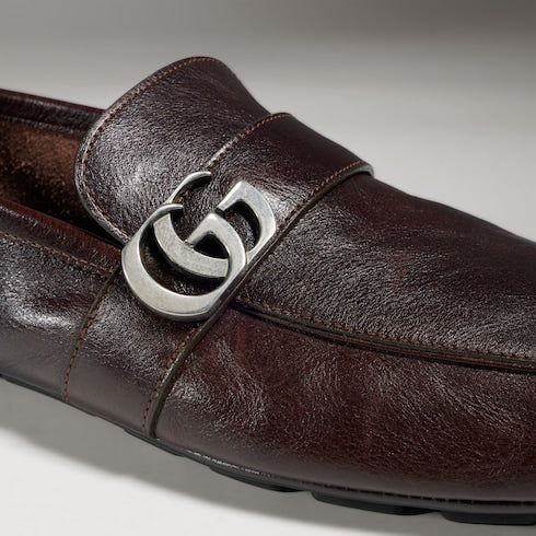 Men's driver with Double G - dark brown leather