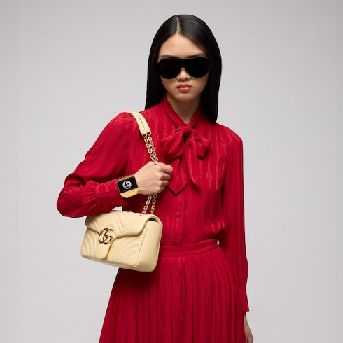 GG Marmont medium shoulder bag - light yellow leather