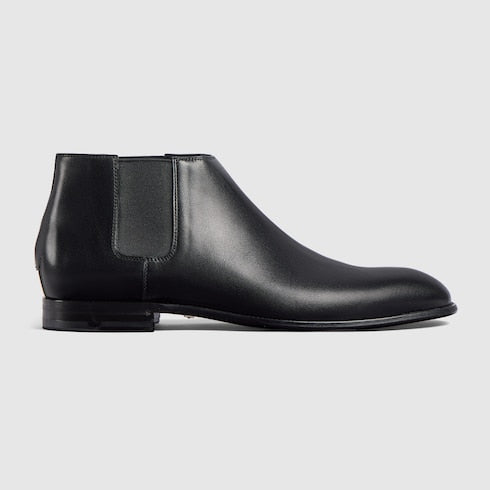 Men's ankle boot - black shiny leather
