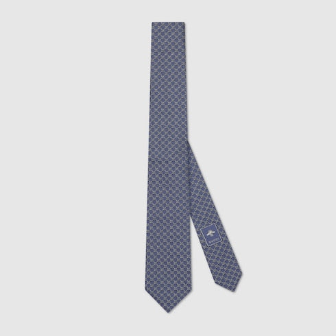 GG silk jacquard tie - dark blue and blue