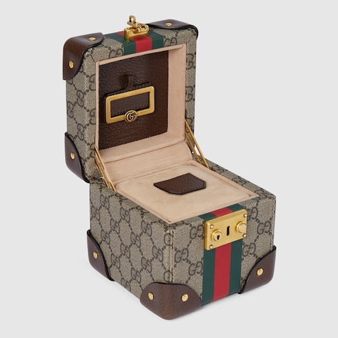 Gucci Savoy mini rigid watch case - beige and ebony Supreme