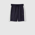 Technical jersey shorts with embroidery - dark blue