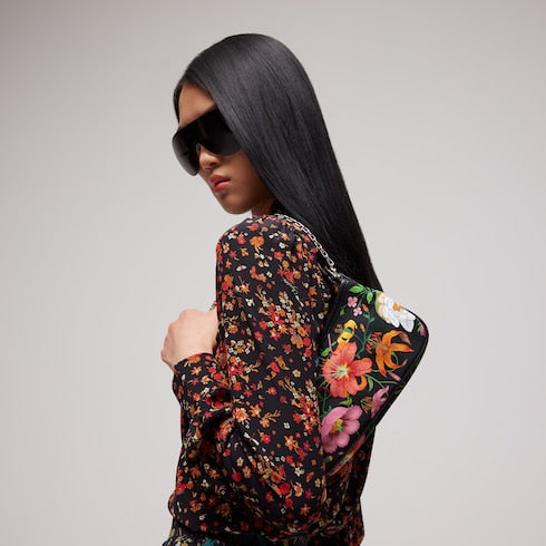 Gossip small shoulder bag - black and multicolor nylon