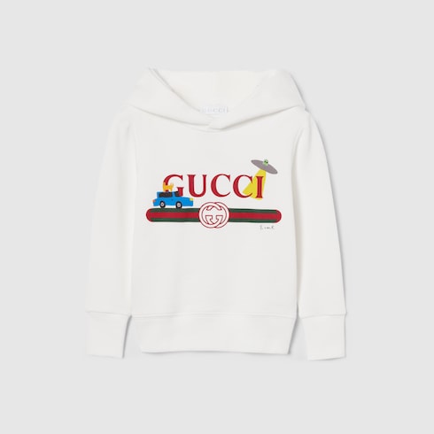 Children's cotton hooded sweatshirt - white