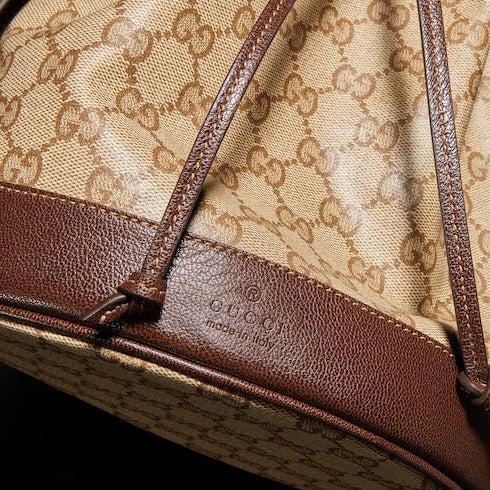 Gucci Venice small bucket bag - sand and brown GG canvas