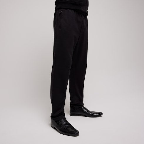 Silk cotton jersey sportswear pants - black