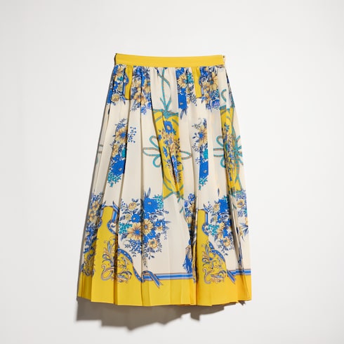 Printed silk midi skirt - multicolor