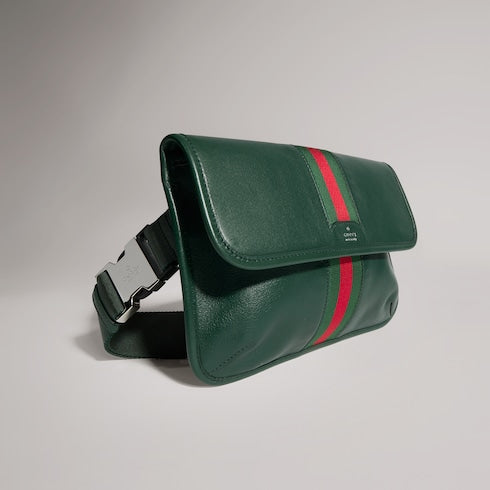 Web Trademark small belt bag - dark green leather