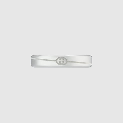 Diagonal Interlocking G thin ring - 925 sterling silver