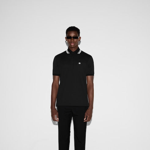 Cotton polo shirt - black