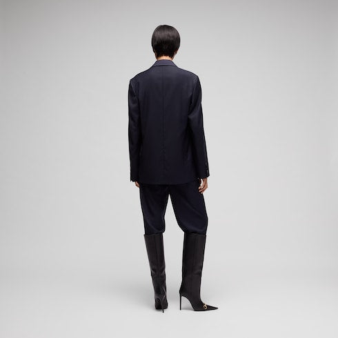 Light wool double-breasted jacket - dark blue