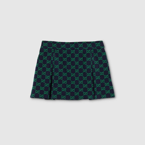 Children's GG cotton mini skirt - navy and green