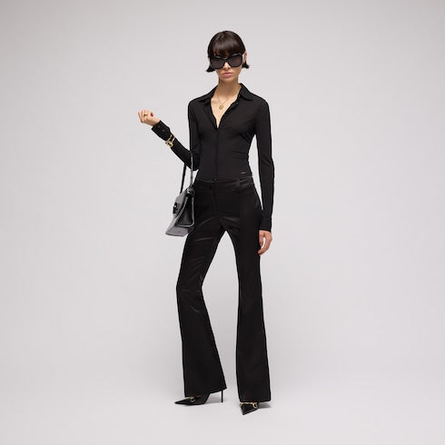 Lightweight viscose crêpe jersey shirt - black