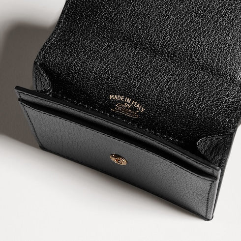 Card case with bamboo - black leather