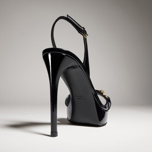 Women's Donna platform sandal - black patent leather