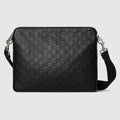GG Emblem medium crossbody bag - black GG leather