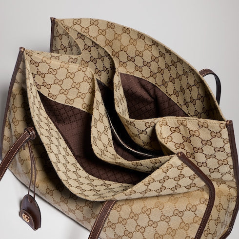 Gucci Londra large tote bag - sand and brown GG canvas