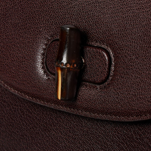 Bamboo mini bag - dark brown leather