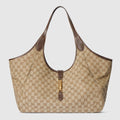 Mercato large tote bag - sand and brown GG canvas