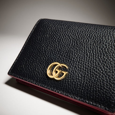 Bi-color GG Marmont small wallet - black and red leather