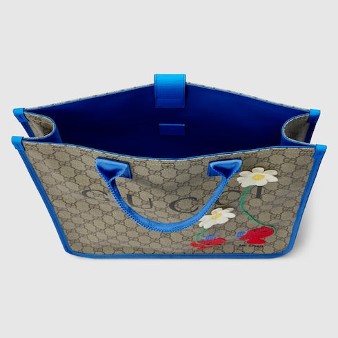 Children's GG tote bag with print - beige and brown GG Supreme